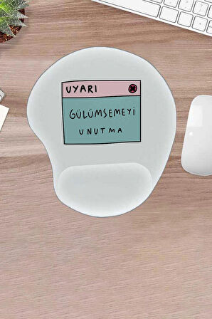 Damla, Gülümsemeyi Unutma, Yazılı Mousepad, Bilek Destekli Konforlu Mousepad, Bilgisayar Aksesuarı, Laptop Aksesuarı, oyuncular için fare pedi kaymaz mousepad