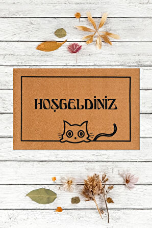 Welcome, Kedi, Hoşgeldiniz, Dış Kapı Dayanıklı Paspas, Ev Eşyası PASPAS, çeyiz eşyası 