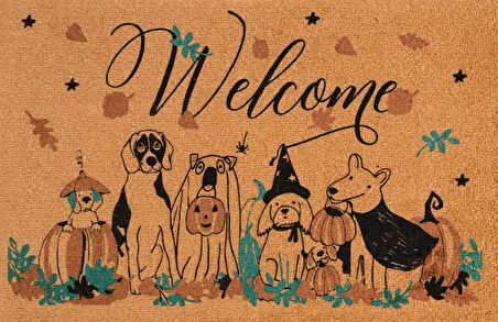 Welcome, Köpek Deseni, komik köpek desenleri, dış kapı paspas, dayanıklı uzun ömürlü paspas