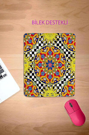Dikdörtgen, Yaz Deseni, İtalya Teması, Bilek Destekli Konforlu Mousepad, bilgisayar laptop aksesuarı, oyuncular için mousepad