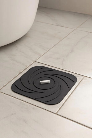 Gri Renk Kare Kötü Koku Önleyici Silikon Mat Banyo Mutfak Lavabo Balkon Gider Tıpası Kapağı