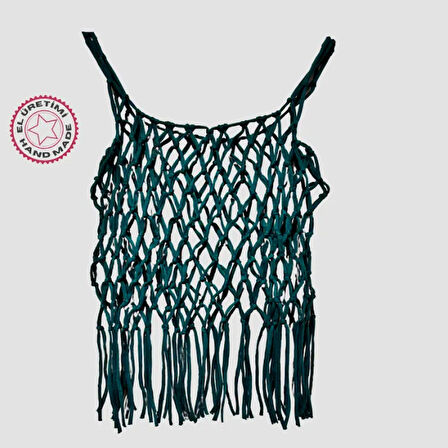 Uretti - Sevgi 6598 - El Yapımı Penye İp Makrome Atlet 40cm - Yeşil
