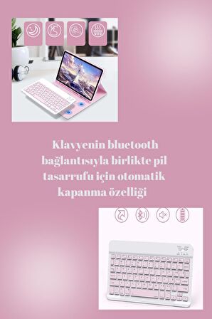 Qpen Samsung Galaxy X800 Tab S8 Plus Uyumlu 12.4 inç Klavyeli Tablet Kılıf