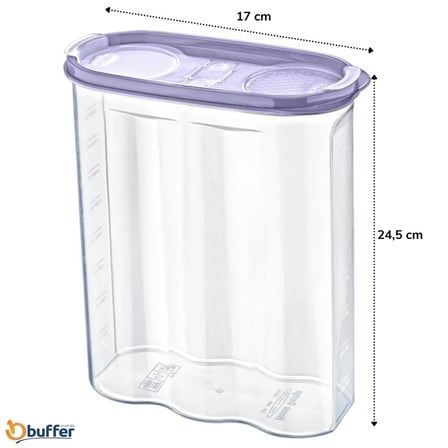 Roichil® 2 Kapaklı Ölçekli Erzak Kuru Gıda Saklama Kutusu Kabı 2,4 Litre-SA940