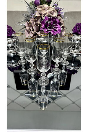 Crystalex Gold Ayaklı Kahve Yanı Su Bardağı 180 Ml