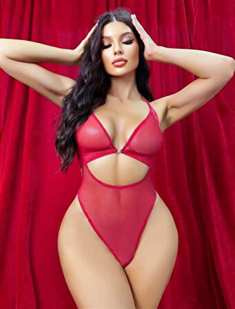 Amora Secret Kadın Fantazi İç Giyim Kırmızı Transparan Fantezi Babydoll - Şehvetli ve Zarif Tasarım
