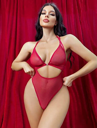 Amora Secret Kadın Fantazi İç Giyim Kırmızı Transparan Fantezi Babydoll - Şehvetli ve Zarif Tasarım