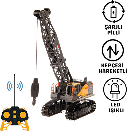 Uzaktan Kumandalı 40 MHz Tam Fonksiyonlu Rc İş Araçı Kule Vinç Led Işıklı ve Hareketli
