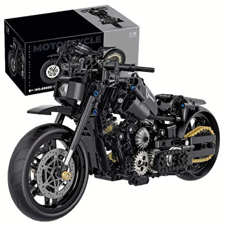 Teknik Motosiklet Yapım Seti 586 parça 1:8 Ölçekli Siyah 8+ yaş Model Kiti hediye yapı blok oyuncak seti