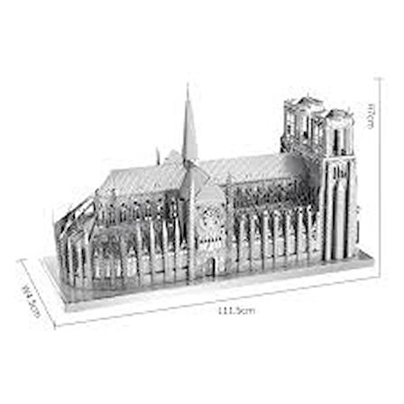 NOTRE DAME PARİS 3D Metal Maket Bulmaca Puzzle modeli kitleri DIY 14+ Yaş 117+ parça