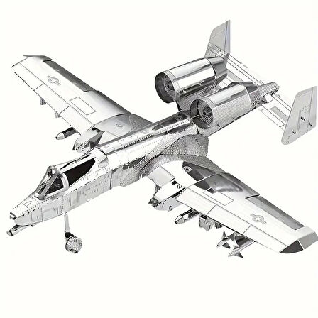 DIY 3D Metal Puzzle Bulmaca A-10 Thunderbold Savaş Uçağı 66 Parça 14+ yaş üstü Hediyelik model