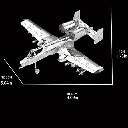 DIY 3D Metal Puzzle Bulmaca A-10 Thunderbold Savaş Uçağı 66 Parça 14+ yaş üstü Hediyelik model