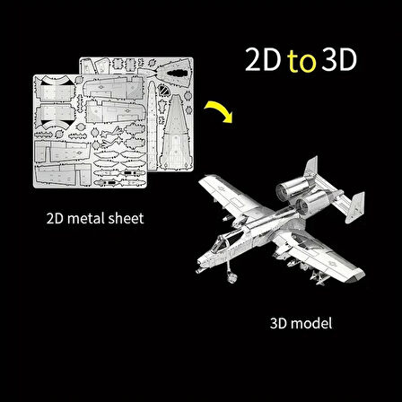 DIY 3D Metal Puzzle Bulmaca A-10 Thunderbold Savaş Uçağı 66 Parça 14+ yaş üstü Hediyelik model