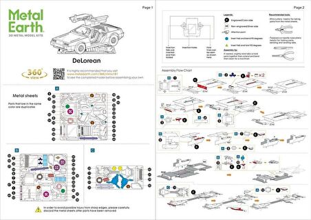 3D Metal Puzzle Bulmaca Geleceğe Dönüş Delorean Zaman Makinesi Araba Modeli Yapı Seti