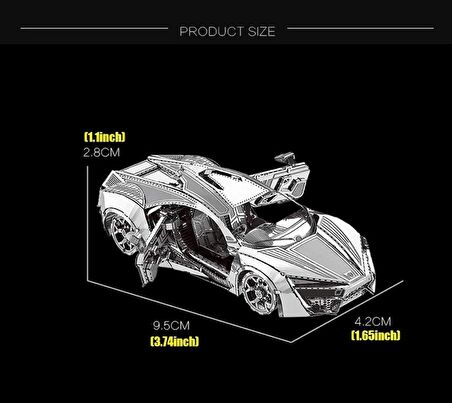 HYPER SPOR ARABA 3D Metal Maket Bulmaca Puzzle modeli kitleri DIY 14+ Yaş 111+ parça