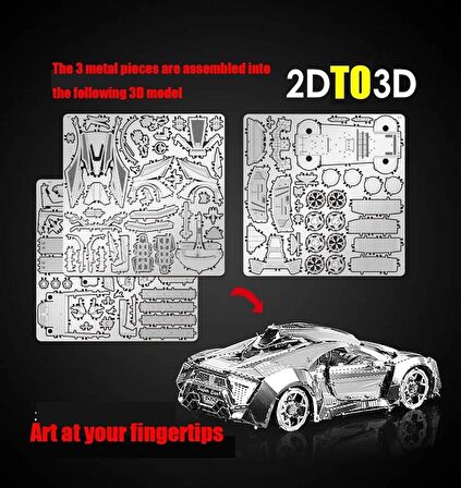 HYPER SPOR ARABA 3D Metal Maket Bulmaca Puzzle modeli kitleri DIY 14+ Yaş 111+ parça