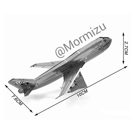 DIY 3D Metal Puzzle Boeing 747 Yolcu Uçağı  Hediyelik Maket 14 yaş