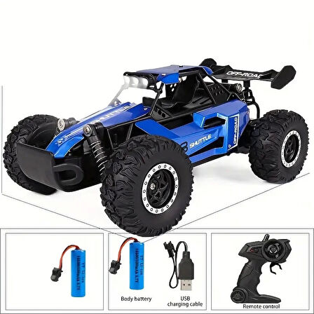 1:16 Off Road Şarjlı RC Uzaktan kumandalı MAVİ Arazi Aracı 5 Kanallı Çift Bataryalı 20 Km/s Hızında Hediyelik Oyuncak