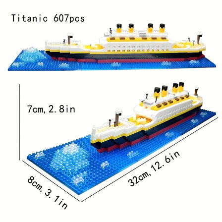 Titanic 3D Micro Parçalar Küçük Boy 607 Parça 12+ Yaş Puzzle Tekne Gemi Hediye