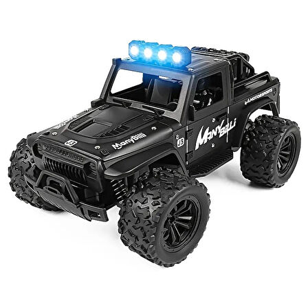 1:16 Off Road Şarjlı RC Uzaktan Kumandalı Renkli Farlar Siyah Arazi Aracı 20 Km/s Hızında Hediyelik Oyuncak