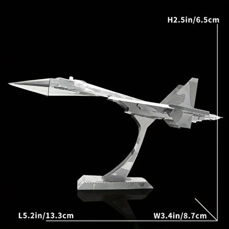 DIY 3D Metal Puzzle Bulmaca Rus Savaş Uçak SU-34 14+ yaş üstü Hediyelik model