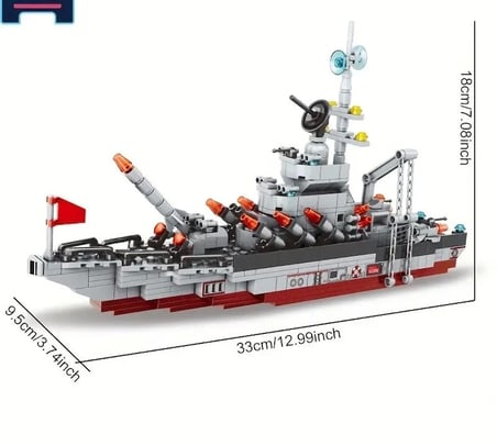 Savaş Gemisi  Yapı Blokları Seti 575 Parça 6-12 Yaş Askeri Savaş Gemisi Eğitici Bulmaca oyuncak Modeli Kit