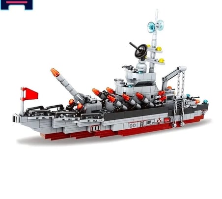 Savaş Gemisi  Yapı Blokları Seti 575 Parça 6-12 Yaş Askeri Savaş Gemisi Eğitici Bulmaca oyuncak Modeli Kit