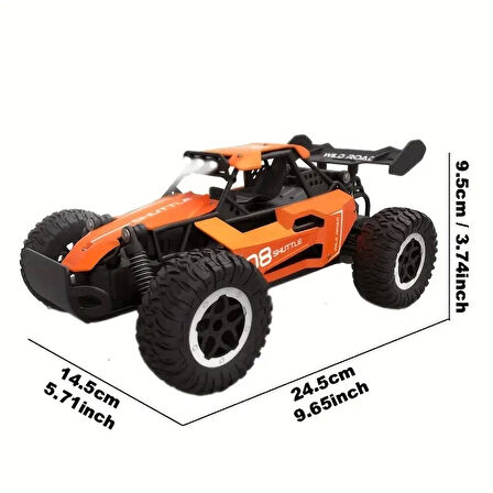 1:16 Off Road Şarjlı RC Uzaktan kumandalı Turuncu Arazi Aracı 5 Kanallı Çift Bataryalı 20 Km/s Hızında Hediyelik Oyuncak