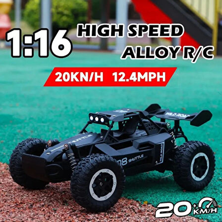 1:16 Off Road Şarjlı RC Uzaktan kumandalı SİYAH Arazi Aracı 5 Kanallı Çift Bataryalı 20 Km/s Hızında Hediyelik Oyuncak