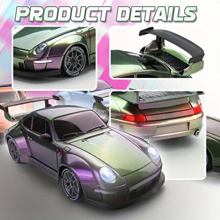 Porsche 911 Polarize Renkli 1:24 Drift 4X4 Şarjlı RC Uzaktan Kumandalı 20 Km/s Hızında Hediyelik Oyuncak