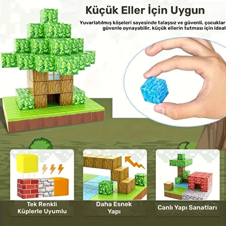 Minecraft 104 Parça Manyetik Mıknatıslı Küpler Çocuklar İçin Eğitici Yapı Oyuncakları