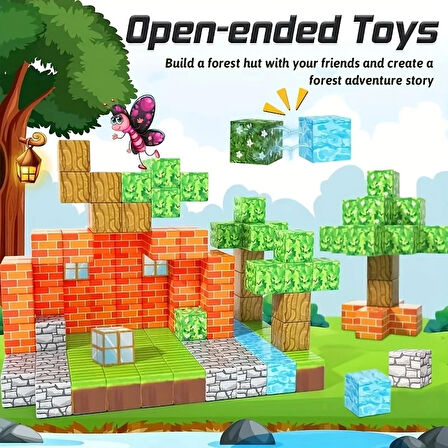Minecraft 104 Parça Manyetik Mıknatıslı Küpler Çocuklar İçin Eğitici Yapı Oyuncakları