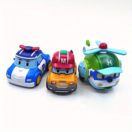 Robocar Poli Sürtmeli İt gitsin 3 lü set POLİ - HELLY - MAX Muadil Sür Gitsin