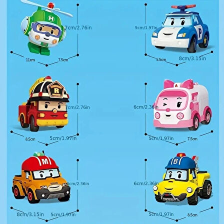 Robocar Poli Sürtmeli İt gitsin 3 lü set POLİ - HELLY - MAX Muadil Sür Gitsin