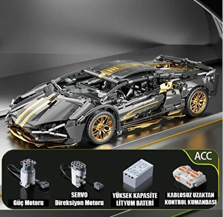Çift Motorlu ve Kumandalı 1280 parça Lamborghini Sian 1:14 Ölçekli Spor Araba Yapı Blokları Seti 3D Montaj Modeli Kiti, Gençler & Yetişkinler İçin Mükemmel Hediye 14+ yaş