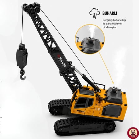 Uzaktan Kumandalı Kule Vinç 11 Kanal Fonksiyon İş Makinesi Buharlı Şarjlı Işıklı Ses Efektli Metal Başlıklı Kutulu
