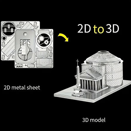 DIY 3D Metal Puzzle Bulmaca Roma Tapınağı Model Seti 14+ yaş üstü Hediyelik model