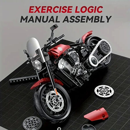 Teknik Motosiklet Yapım Seti 542 parça 1:8 Ölçekli 8+ yaş Model Kiti hediye yapı blok oyuncak seti