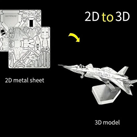 DIY 3D Metal Puzzle Bulmaca Air Forje J-20 Savaş Uçağı 14+ yaş üstü Hediyelik model