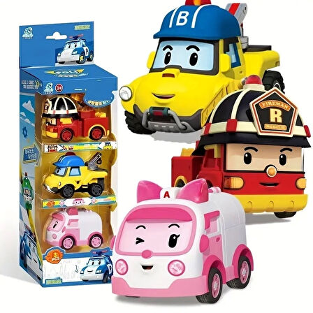 Robocar Poli Sürtmeli İt gitsin 3 lü set Roy - Bucky - Amber Muadil