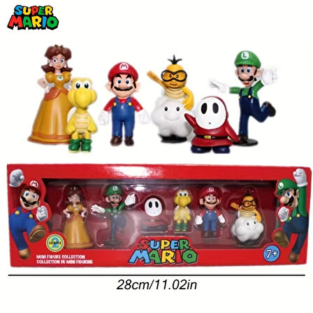 Süper Mario 6'lı Set Mario ,Luigi, Yoshi, Prenses Figür Seti Oyuncaklar
