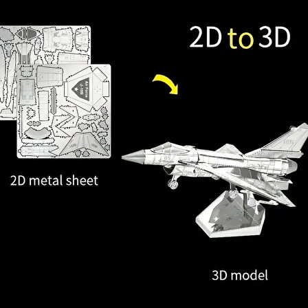 DIY 3D Metal Puzzle Bulmaca Air Force J-10B Savaş Uçak 43 Parça 14+ yaş üstü Hediyelik model