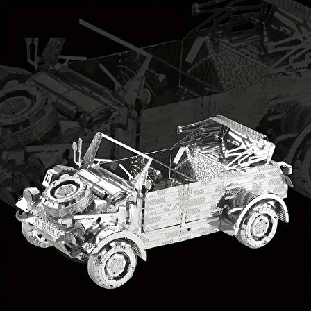 DIY 3D Metal Puzzle Bulmaca Alman Volkswagen Kübelwagen 65 Parça 14+ yaş üstü Hediyelik model