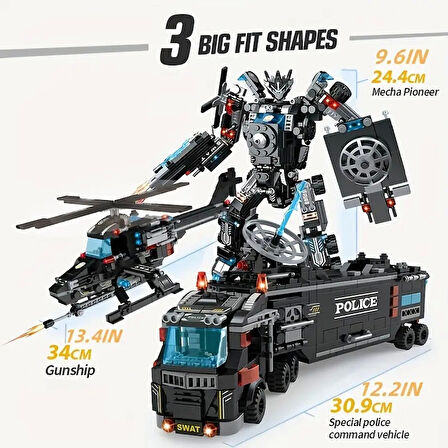 Şehir SWAT Kiti Yapı Blokları Oyuncak, Rol Yapma Oyuncak, Helikopter, Robot, Eğitici Oyuncak 6 yaş üzeri