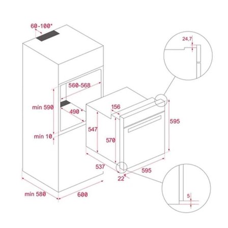 Teka Siyah Ankastre Set  ( HLB 8416 Airfry Fırın BK - TBC 64010  BK - TVT  60.1 BK) 