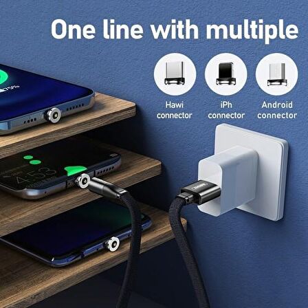 Zuidid RC169-TH 2.1 Amper 3in1 Manyetik Hızlı Şarj Kablosu 1.2 Metre – Micro / Type C / Lightning