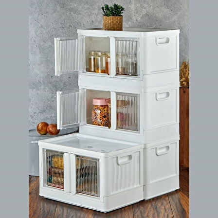 BUFFER® Tek Katlı (1 Ünite) Üst Üste Eklenebilir Demonte Mutfak ve Banyo Düzenleyici Raf-Beyaz