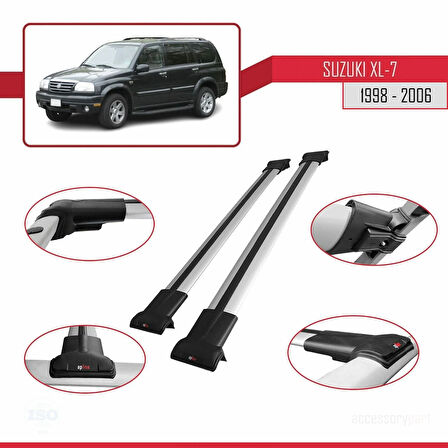 Suzuki XL-7 1998-2006 Arası ile Uyumlu FLY Model Ara Atkı Tavan Barı Gri 2 Adet