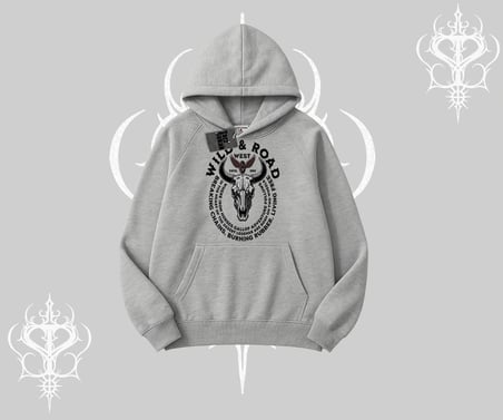 Kapşonlu Sweatshirt Wild & Road Western Skull Biker Street Culture