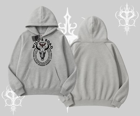 Kapşonlu Sweatshirt Wild & Road Western Skull Biker Street Culture